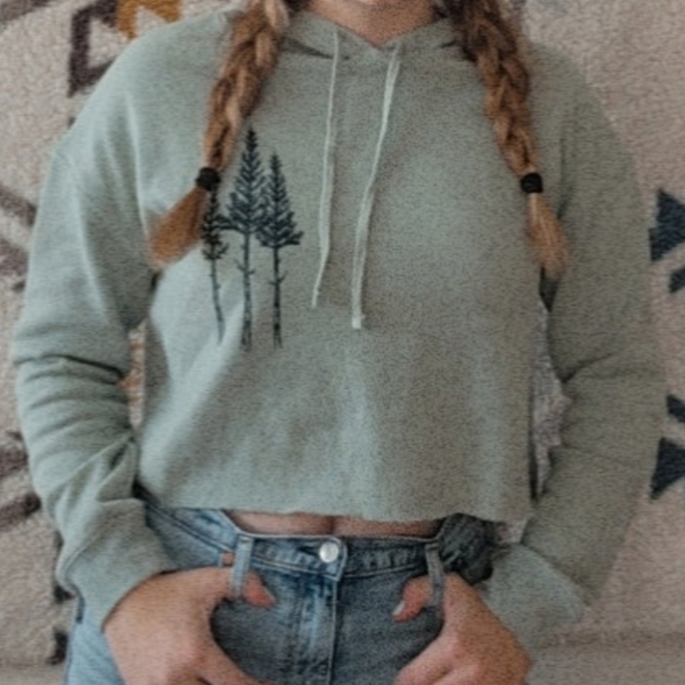 Sage green cropped hoodie